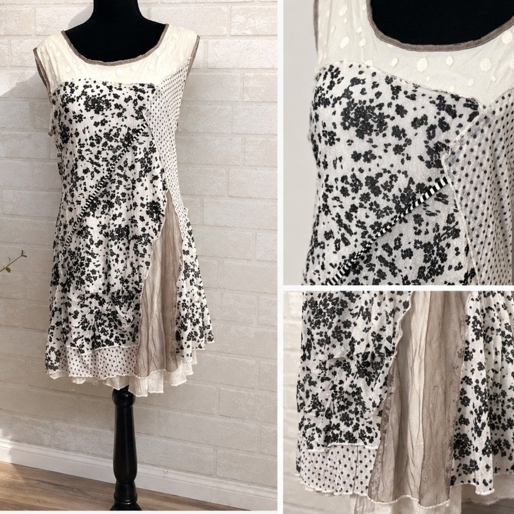 Fleur de Lis Mixed‎ Media Dress Large Boho Whimsigoth Indie Sleaze Fairy Grunge